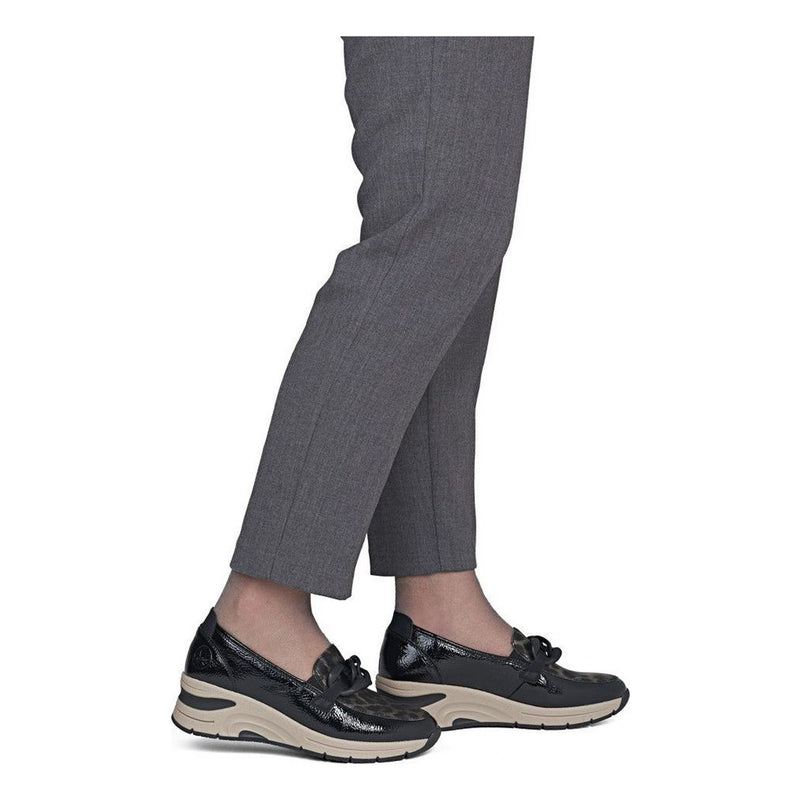 Womens Rieker N9350 Black Wedged Loafers - Black