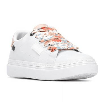 Womens Refresh 175227 White with Coral Floral Lace Trainers - Coral