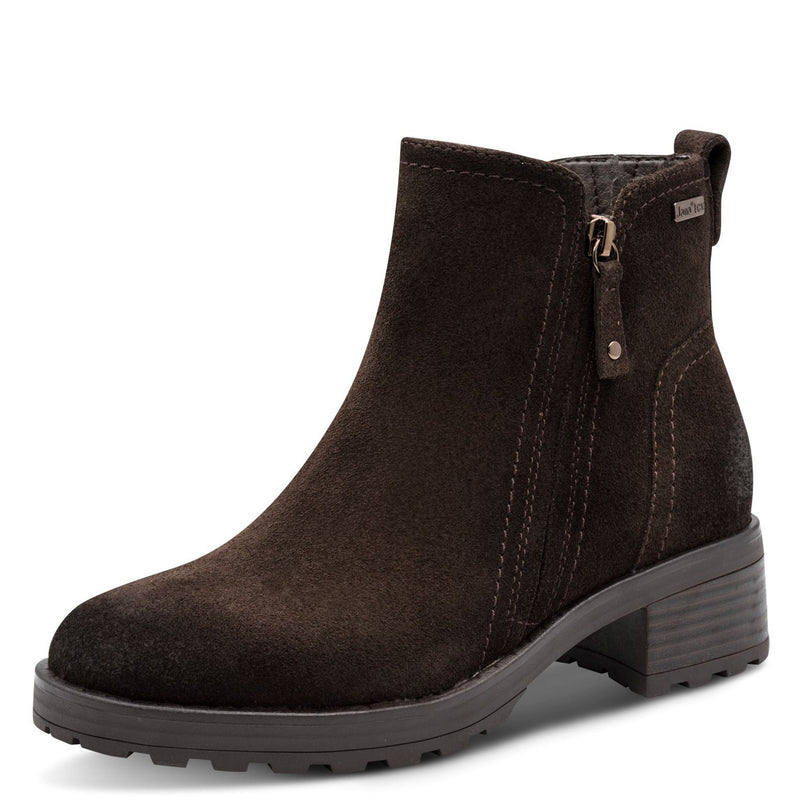 Womens Jana 25711 Side Zip Ankle Boots - Mocca Suede
