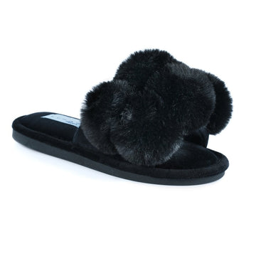 Womens Lunar Octavia Pom Pom Slipper - Black