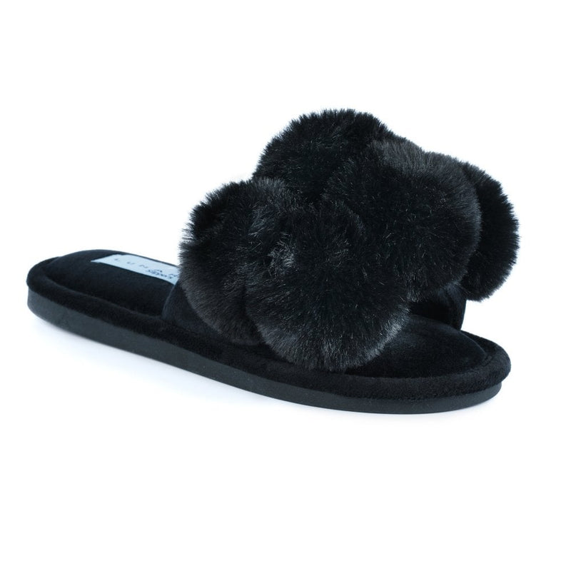 Womens Lunar Octavia Pom Pom Slipper - Black