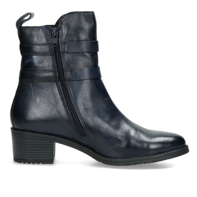 Womens Bagatt Navy Leather Ankle Boots - Navy