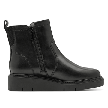Womens Tamaris Comfort 85408 Black Leather Wedge Boots - Black