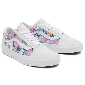 Womens Vans White Multi Floral Retro Old Skool Trainers