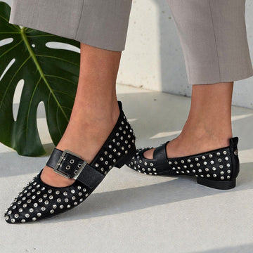 Womens Xti 144264 Diamante Embellished Flat Pumps - Black