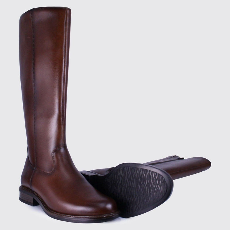 Womens Dubarry Cadence Leather Long Boots - Chestnut