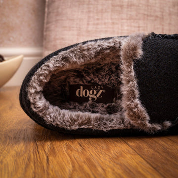 Mens Lazy Dogz Hendrix II Navy Fur Lined Slippers - Navy