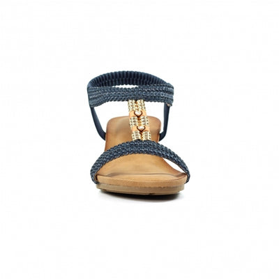 Womens Lunar JLH535 Wedge Florence Sandals - Navy