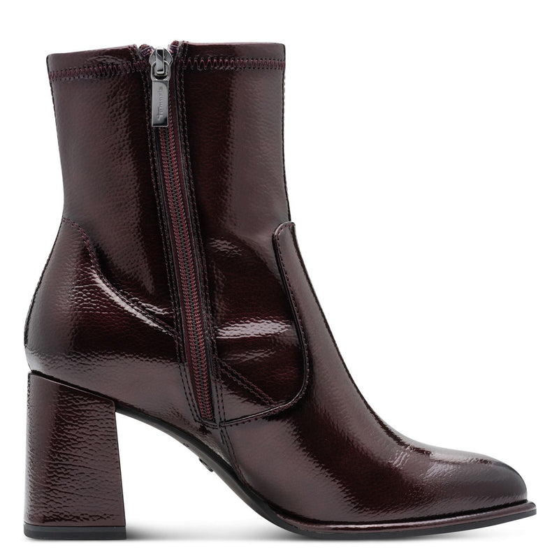 Womens Tamaris 25357 Ankle Boots - Merlot Patent