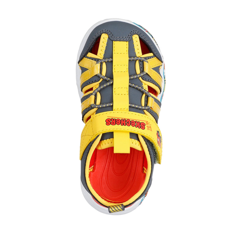 Boys Skechers 407041N Charcoal Construction Play Scene Splash Sandal - Infant - Charcoal