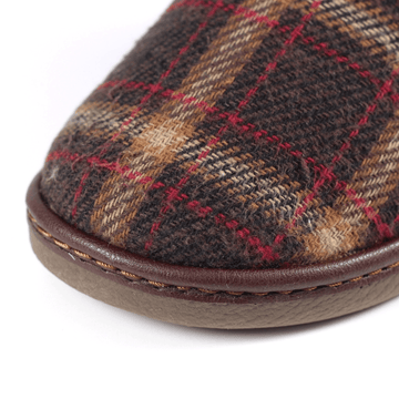 Goodyear Mens Frank Brown Check Mule Slippers - Brown