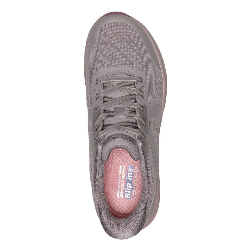 Womens Skechers 117863 Bobs Sport Arc Waves Remix - Get Grounded Dark Taupe Slip-Ins Trainers - Dark Taupe