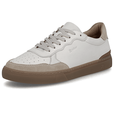 Mens Rieker U0710 Cream with Brown Gumsole Trainers - Cream and Brown