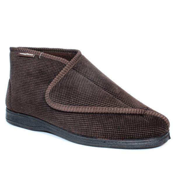 Lazy Dogz Mens Drake Velcro Bootie Slippers - Brown