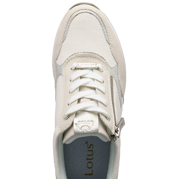 Womens Lotus ULS655 Bianchi Casual Wedge Trainers - White
