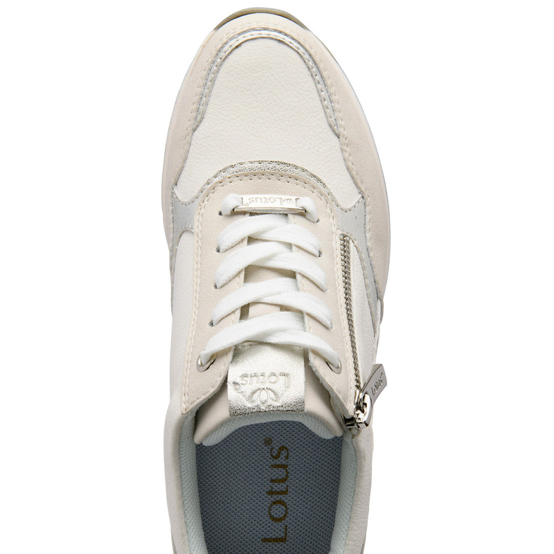 Womens Lotus ULS655 Bianchi Casual Wedge Trainers - White