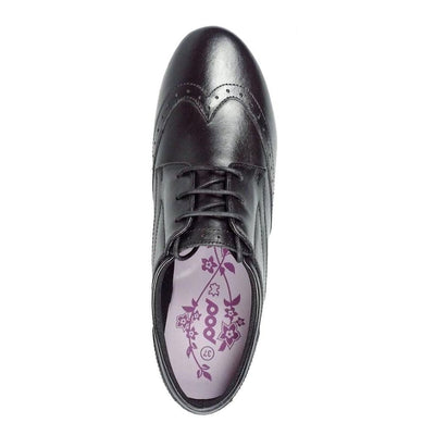 Junior Pod Girls Tina Black Leather Shoes - Black