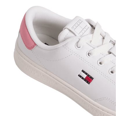 Womens Tommy Jeans Debossed Logo Cupsole Trainers - Ecru Enchanted Pink