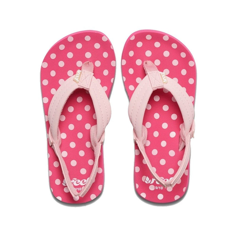 Reef Kids Little Ahi Back Strap Pink Polka Dot Flip Flop Sandals - RF002199PPD - Pink