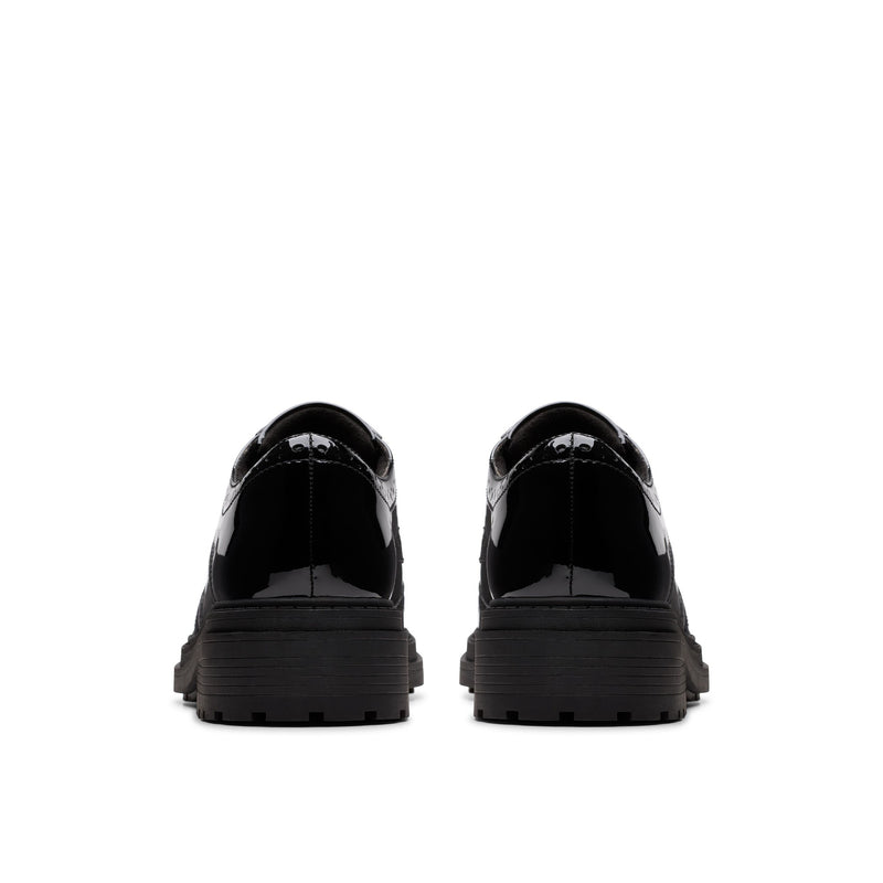 Girls Clarks Orinoco3 Derby School Shoes - Black Patent