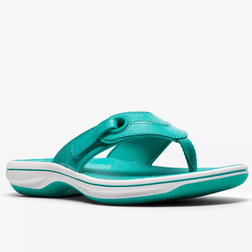 Womens Clarks Brinkley Reyna Toe Post Flip Flops - Jade Green