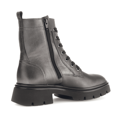 Womens Gabor 51.852 Grey Metallic Lace Up Biker Boots - Grey Metallic