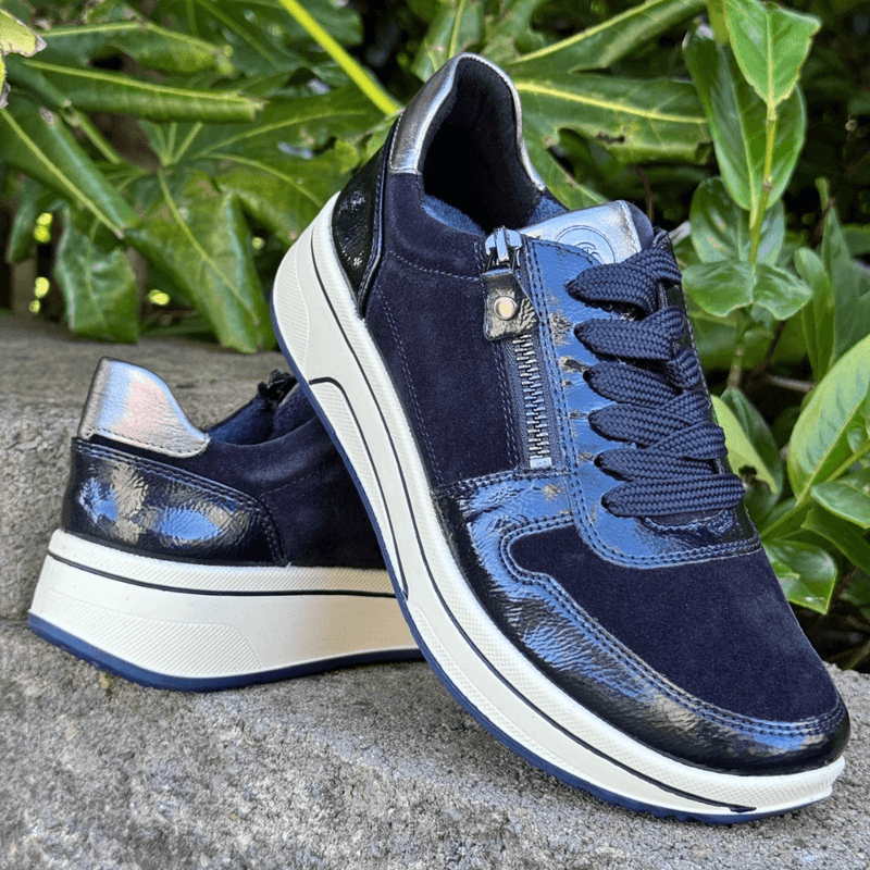 Womens Ara Sapporo Trainers - Navy