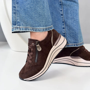 Womens Remonte D0T03-25 Brown Wedge Trainers - Cigar Brown