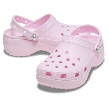 Womens Crocs Classic Platform Pearl Clogs - Milk Pink