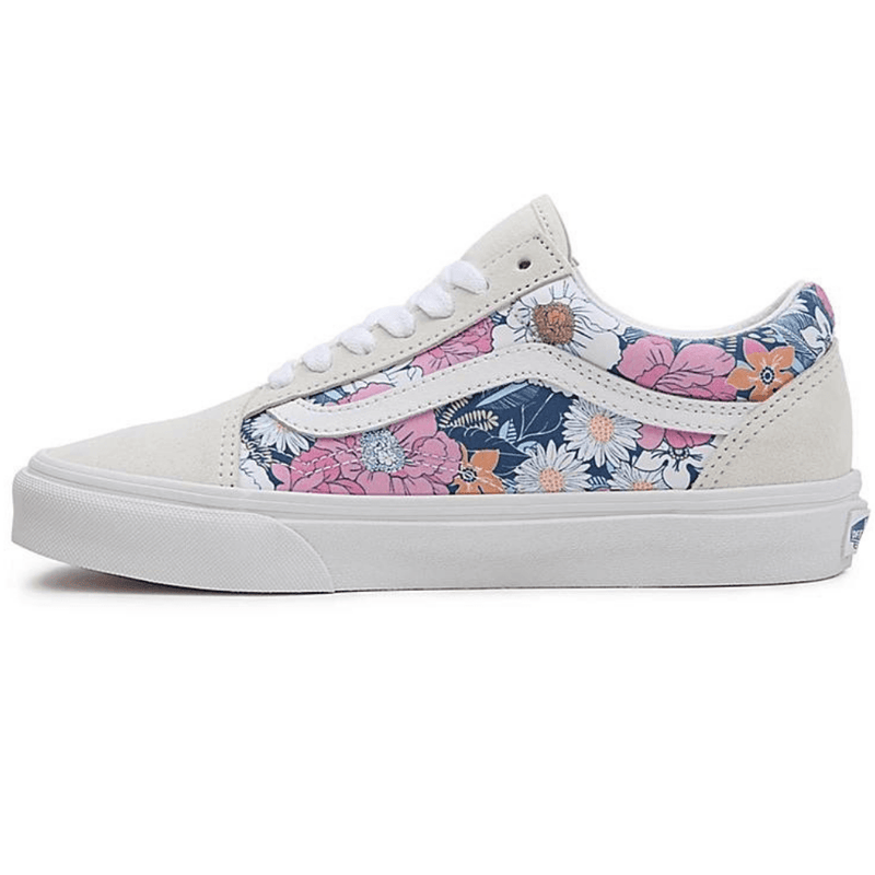 Womens Vans White Multi Floral Retro Old Skool Trainers