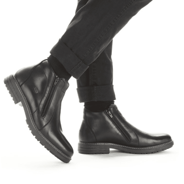 Mens Rieker 33160 Black Leather Double Zip Boots