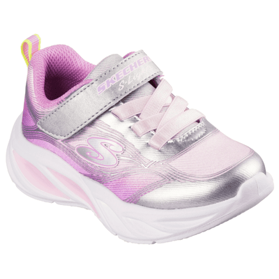 Girls Skechers S-Lights Cosmic Glow Trainers - Silver Multi