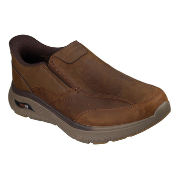 Mens Skechers Arch Fit Crosser - Oak Dark Brown Slip-Ins Casual Shoes - Dark Brown