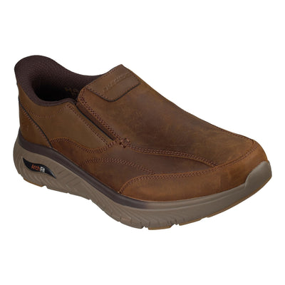 Mens Skechers Arch Fit Crosser - Oak Dark Brown Slip-Ins Casual Shoes - Dark Brown