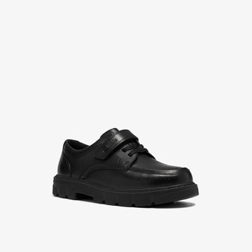 Boys Clarks Lorcam Lane Junior Black School Shoes - Black Leather