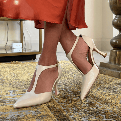 Womens Sorento Gardenmorris T-Bar Flared Heels - Nude