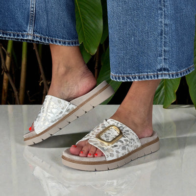 Womens Jana 27561 Open Toe Sandals - Gold Leo Met
