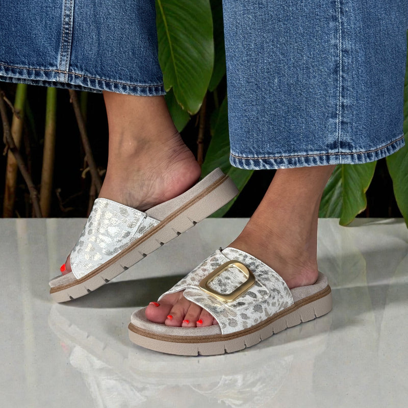 Womens Jana 27561 Open Toe Sandals - Gold Leo Met