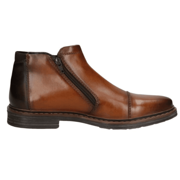 Mens Bugatti Rigalo Evo Cognac Tan Leather Double Zip Boots - Cognac - Tan