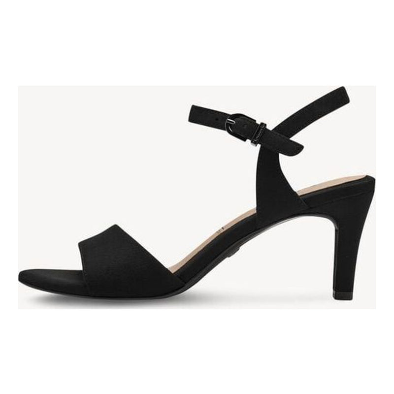Womens Tamaris 28028 Leopard Print Heeled Sandals - Black Suede