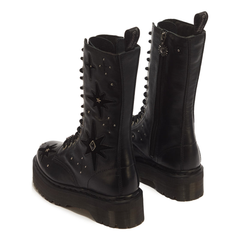 Unisex Dr. Martens 1B99 Whimsigoth Black 14 Eye Leather & Velvet Mid Boots - Black
