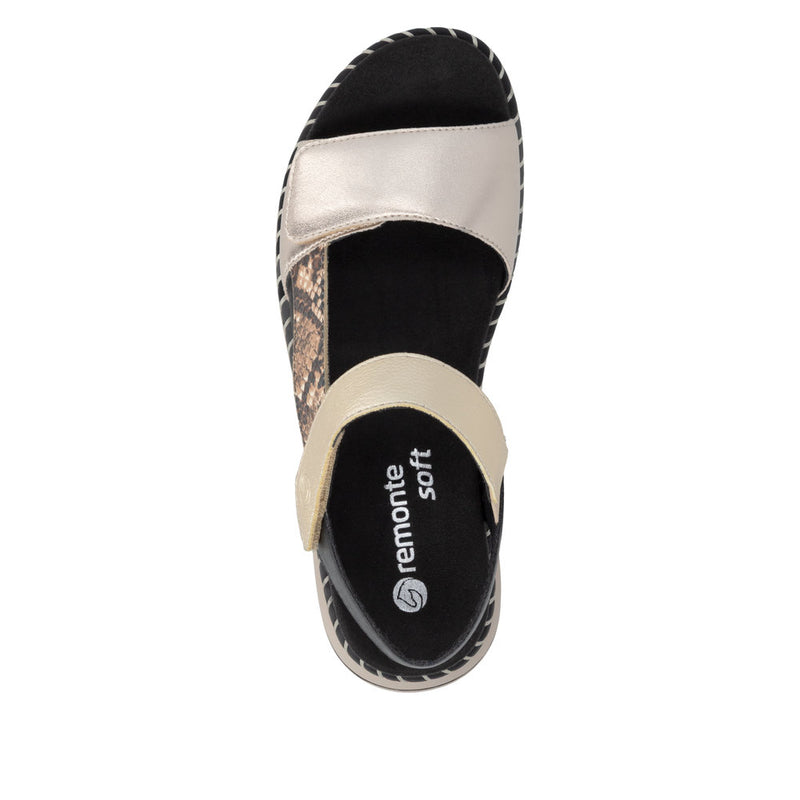 Womens Remonte D3J50 Metallic Wedge Sandal - Metallic