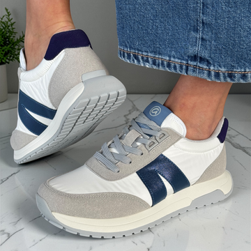 Womens Ara Malibu Lace Up Sporty Trainers - White and Grey
