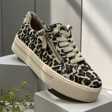 Womens Jana 23767 Print Platform Trainers - Beige Leopard