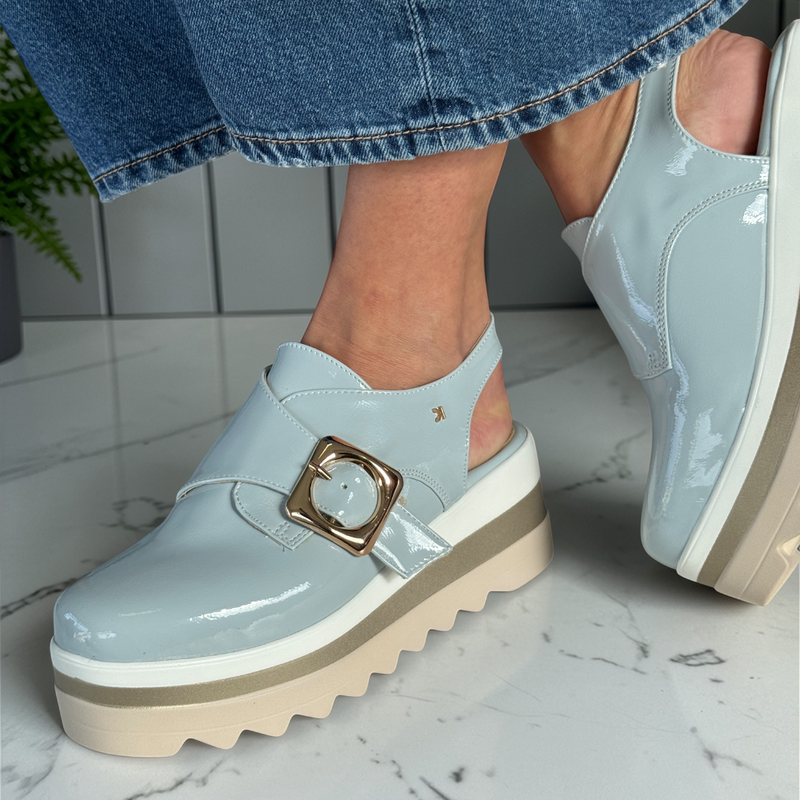 Womens Kate Appleby Balscote Patent Platform Slingback Shoes - Baby Blue