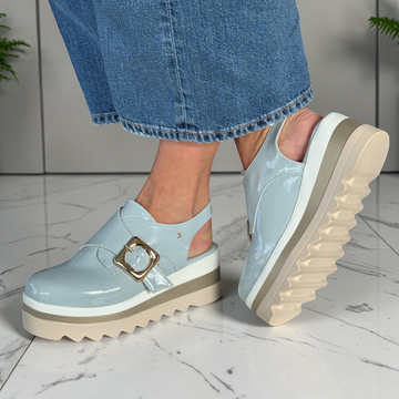 Womens Kate Appleby Balscote Patent Platform Slingback Shoes - Baby Blue