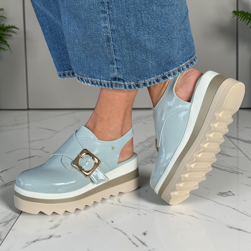 Womens Kate Appleby Balscote Patent Platform Slingback Shoes - Baby Blue