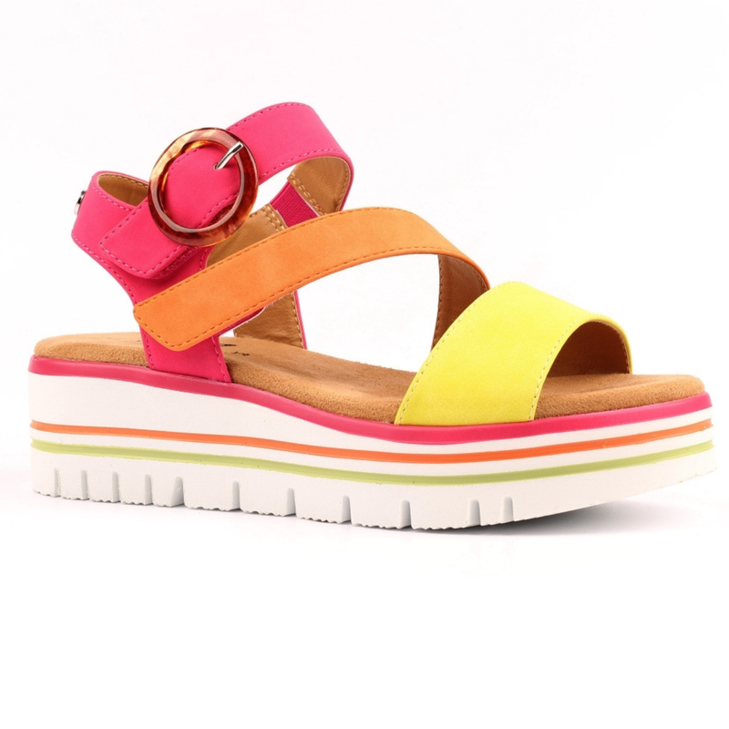 Lunar ISSY Multi Strap Velcro Sandals in Fuchsia - Fuchsia