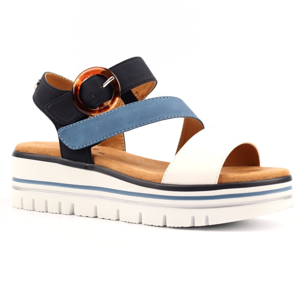 Lunar ISSY Multi Strap Velcro Sandals in Navy