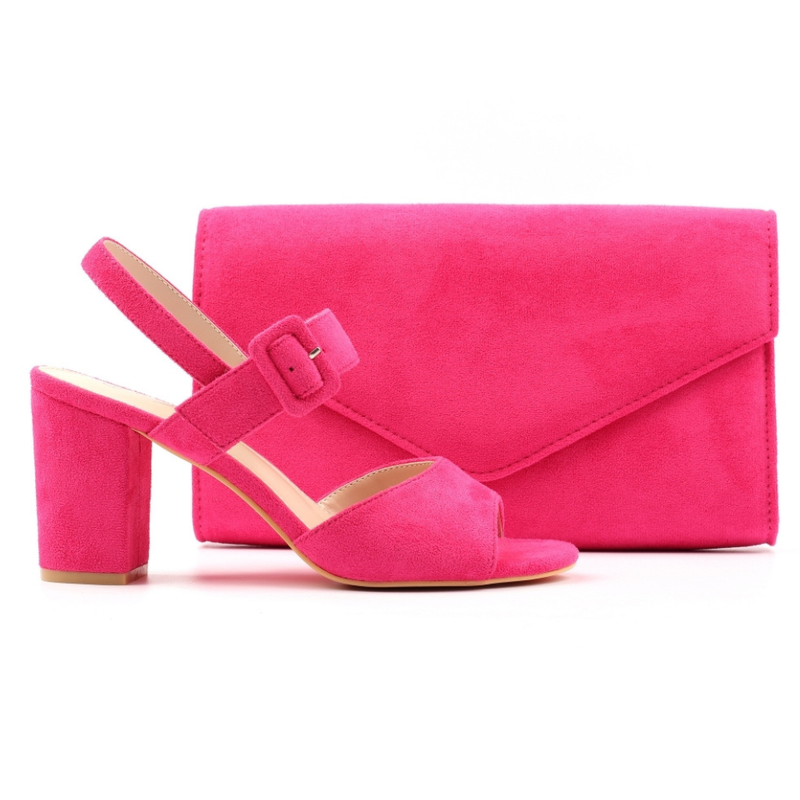 Lunar Phillipa Suedette Block Heel Sandals - Fuchsia